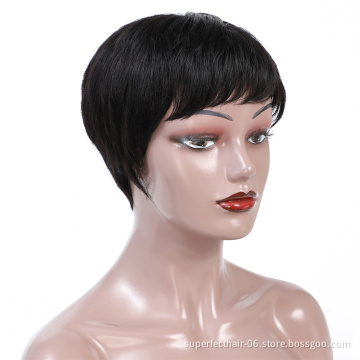 Hot Selling Cheap Brazilian Pixie Cut For Black Women Short Machine Made Wigs Human Hair Cuticle Aligned Hair Fast Shipping